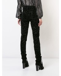 schwarze enge Jeans mit Leopardenmuster von Saint Laurent