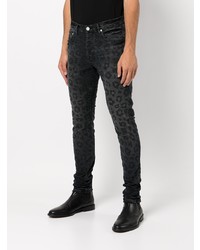 schwarze enge Jeans mit Leopardenmuster von purple brand