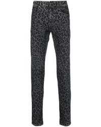 schwarze enge Jeans mit Leopardenmuster von PT TORINO