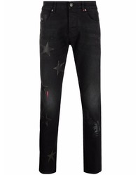 schwarze enge Jeans mit Sternenmuster von John Richmond