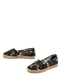 schwarze Espadrilles aus Netzstoff von Kurt Geiger