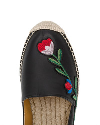 schwarze Espadrilles mit Blumenmuster von Gucci