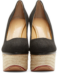 schwarze Espadrilles von Charlotte Olympia