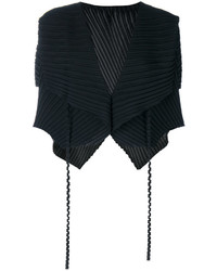 schwarze Bluse mit Falten von Issey Miyake