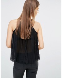 schwarze Bluse mit Falten von AX Paris