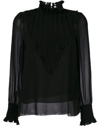 schwarze Bluse mit Falten von See by Chloe