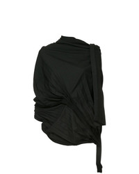 schwarze Langarmbluse mit Falten von Yohji Yamamoto