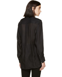 schwarze Seide Bluse mit Falten von Isabel Marant