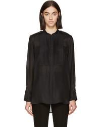 schwarze Seide Bluse mit Falten von Isabel Marant