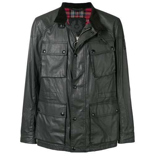 Schwarze Feldjacke Aus Leder Von Belstaff Farfetch Lookastic