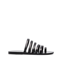 schwarze flache Sandalen aus Leder von Ancient Greek Sandals