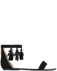 schwarze flache Sandalen aus Leder von Anna Baiguera