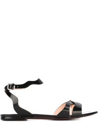 schwarze flache Sandalen aus Leder von Antonio Marras