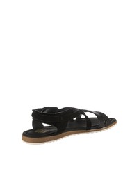 schwarze flache Sandalen aus Leder von Apple of Eden