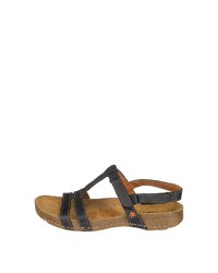 schwarze flache Sandalen aus Leder von Art