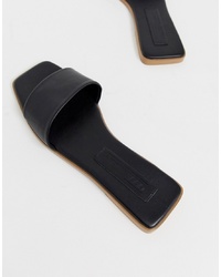 schwarze flache Sandalen aus Leder von ASOS DESIGN