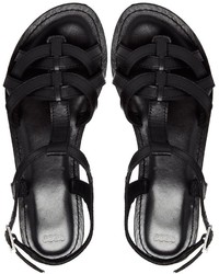 schwarze flache Sandalen aus Leder von Asos