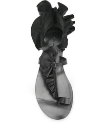 schwarze flache Sandalen aus Leder von Isabel Marant