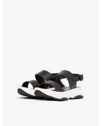 schwarze flache Sandalen aus Leder von Bianco