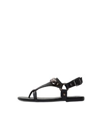 schwarze flache Sandalen aus Leder von Bianco