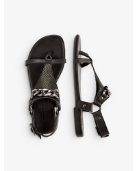 schwarze flache Sandalen aus Leder von Bianco