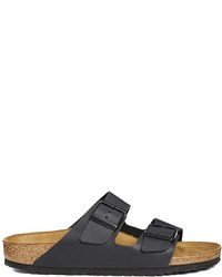 schwarze flache Sandalen aus Leder von Birkenstock