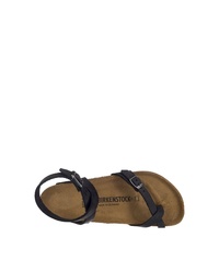 schwarze flache Sandalen aus Leder von Birkenstock