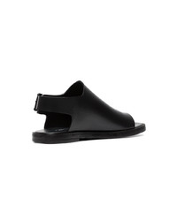 schwarze flache Sandalen aus Leder von Ann Demeulemeester