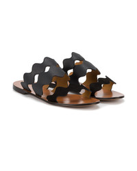 schwarze flache Sandalen aus Leder von Chloé