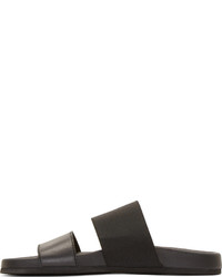schwarze flache Sandalen aus Leder von Helmut Lang