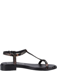 schwarze flache Sandalen aus Leder von Bronx