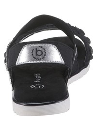 schwarze flache Sandalen aus Leder von Bugatti