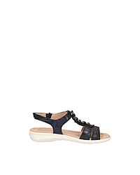 schwarze flache Sandalen aus Leder von Caprice