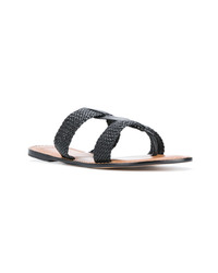 schwarze flache Sandalen aus Leder von Alexandre Birman