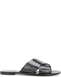 schwarze flache Sandalen aus Leder von Casadei