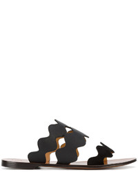 schwarze flache Sandalen aus Leder von Chloé