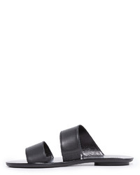 schwarze flache Sandalen aus Leder von Loeffler Randall