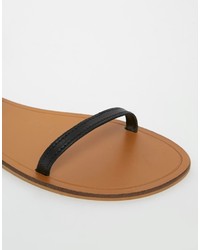 schwarze flache Sandalen aus Leder von Asos