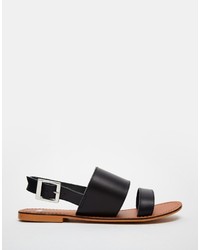 schwarze flache Sandalen aus Leder von Asos