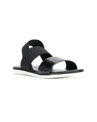 schwarze flache Sandalen aus Leder von Pollini