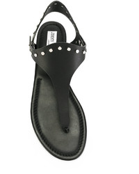 schwarze flache Sandalen aus Leder von Jimmy Choo