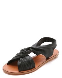 schwarze flache Sandalen aus Leder von Derek Lam