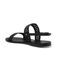 schwarze flache Sandalen aus Leder von Ancient Greek Sandals