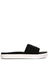 schwarze flache Sandalen aus Leder von DKNY