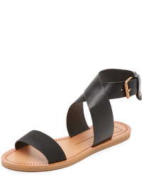 schwarze flache Sandalen aus Leder von Dolce Vita