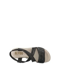 schwarze flache Sandalen aus Leder von Double You