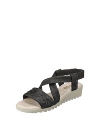 schwarze flache Sandalen aus Leder von Double You