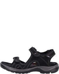 schwarze flache Sandalen aus Leder von Ecco