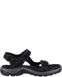 schwarze flache Sandalen aus Leder von Ecco