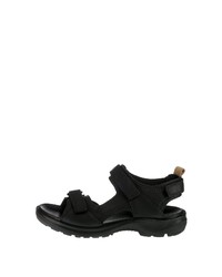 schwarze flache Sandalen aus Leder von Ecco